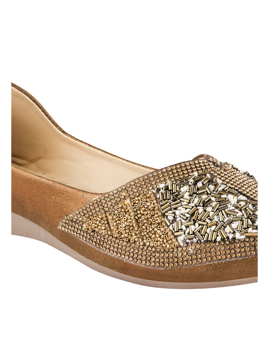 TRYME Festive Square Toe Embellished Stone Women's Juttis