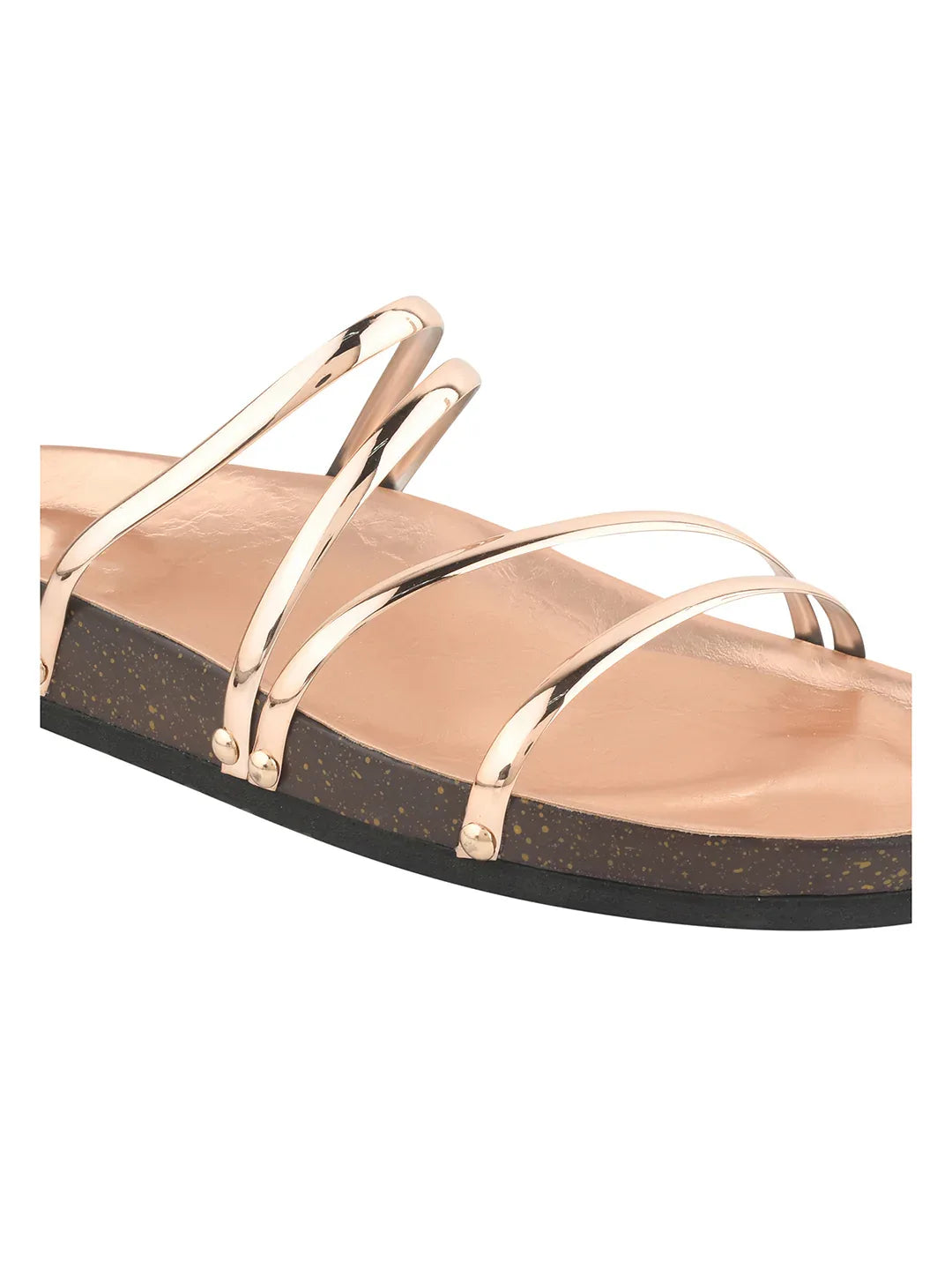 Elegant Spiral Strap Metallic Flats