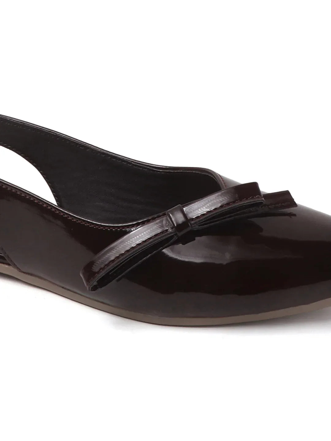 Glossy Pointed Toe Slingback Flat Mules