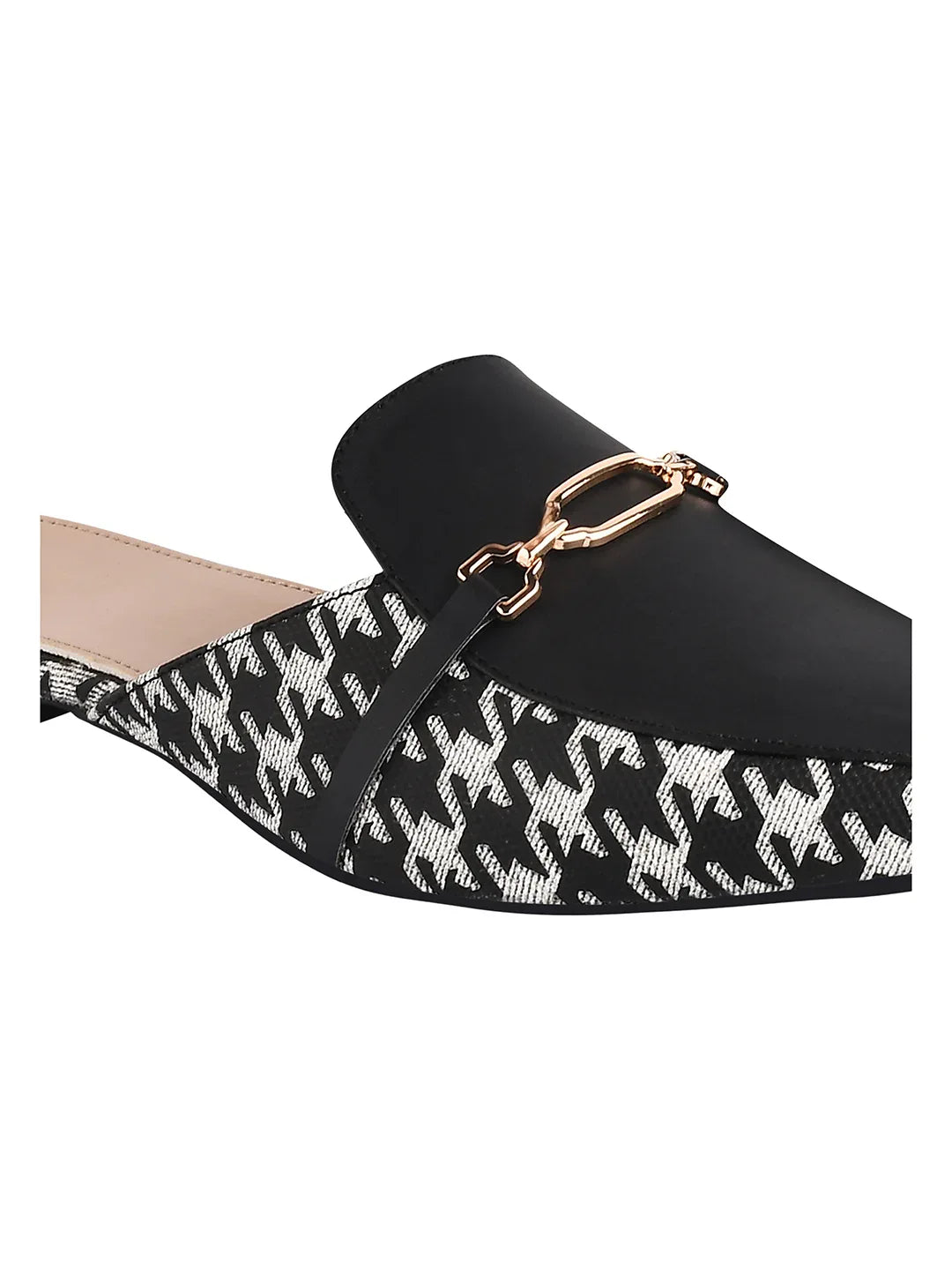 Printed Slip-On Mule with Metal Detail
