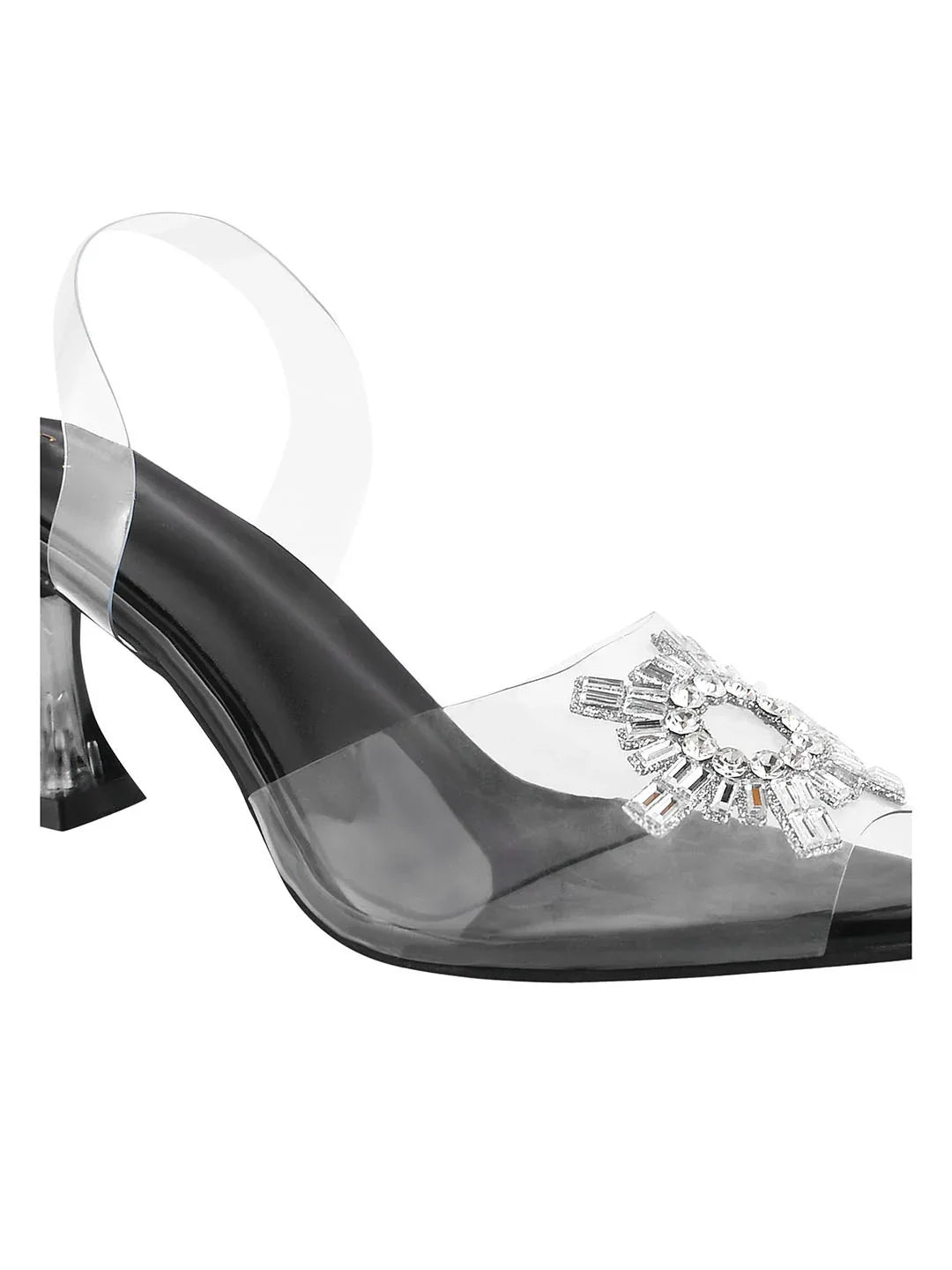 Diamond Accent Clear Heel Sandals