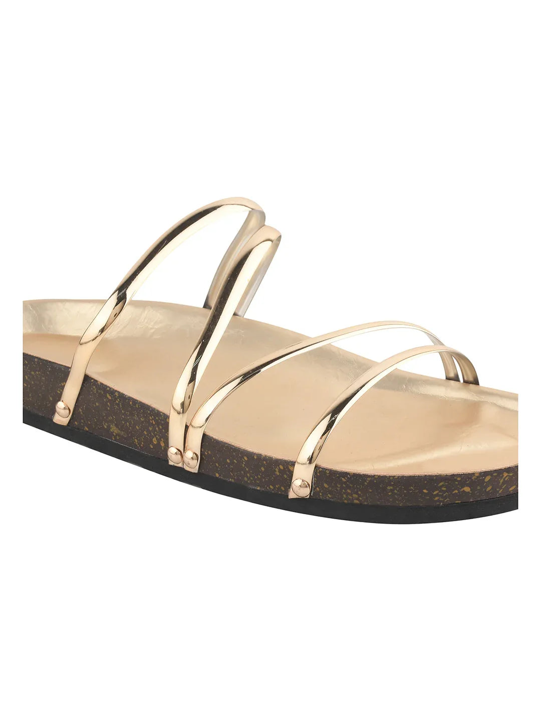 Elegant Spiral Strap Metallic Flats
