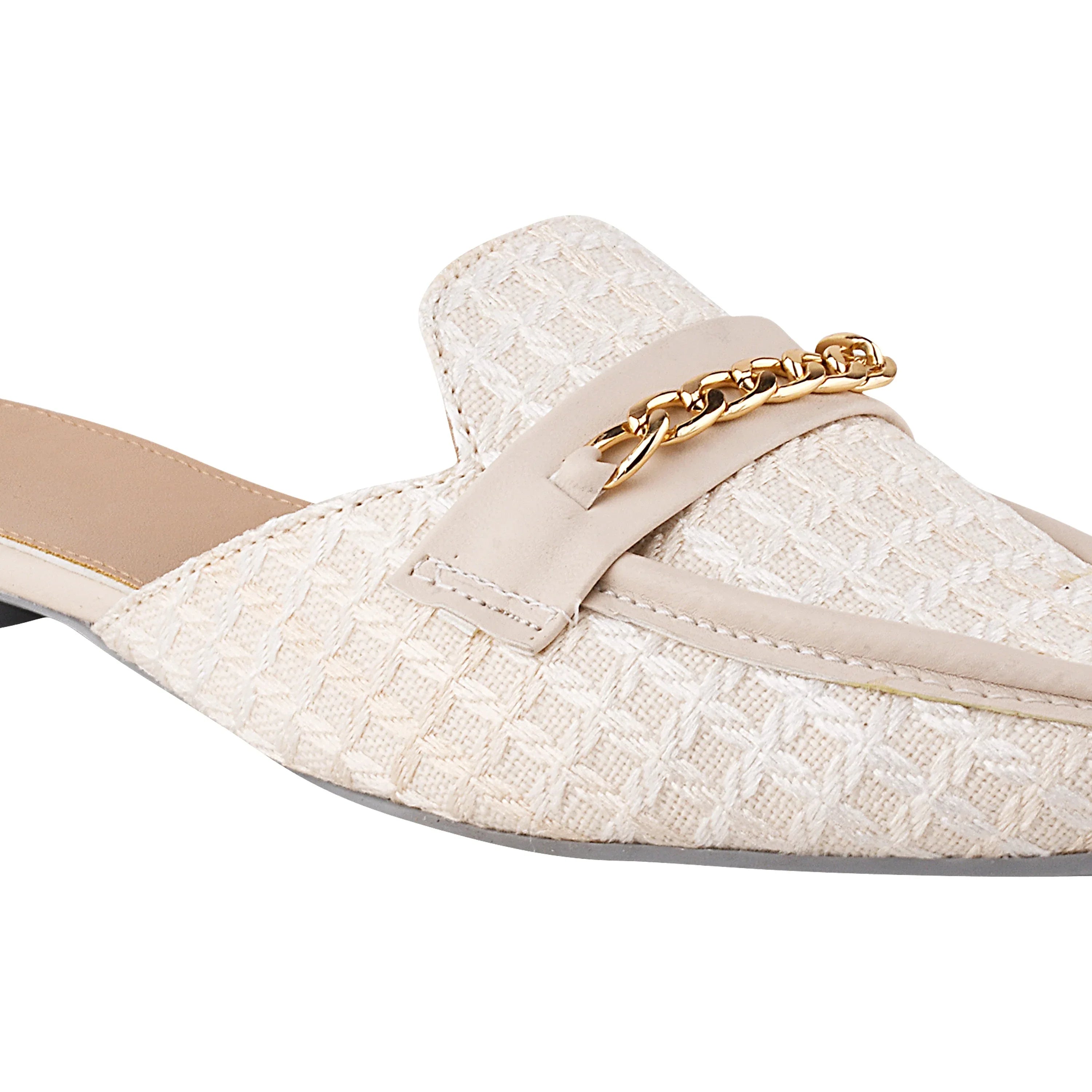 Classic Textured Mule with Gold Chain