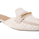 Classic Textured Mule with Gold Chain