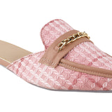 Classic Textured Mule with Gold Chain