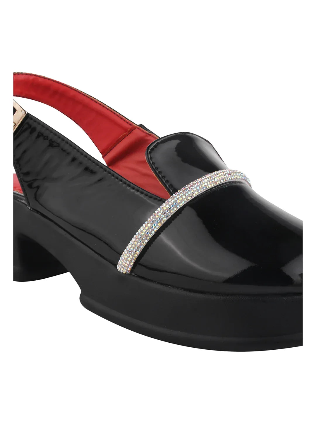 Classic Glossy Block Heel Pumps for Women