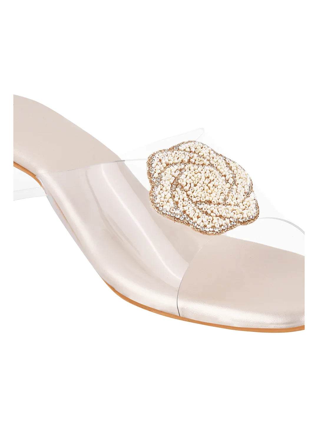 Elegant Crystal Accent Block Heels