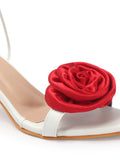 Rose Detail Tie-Up Mid Heel Sandals