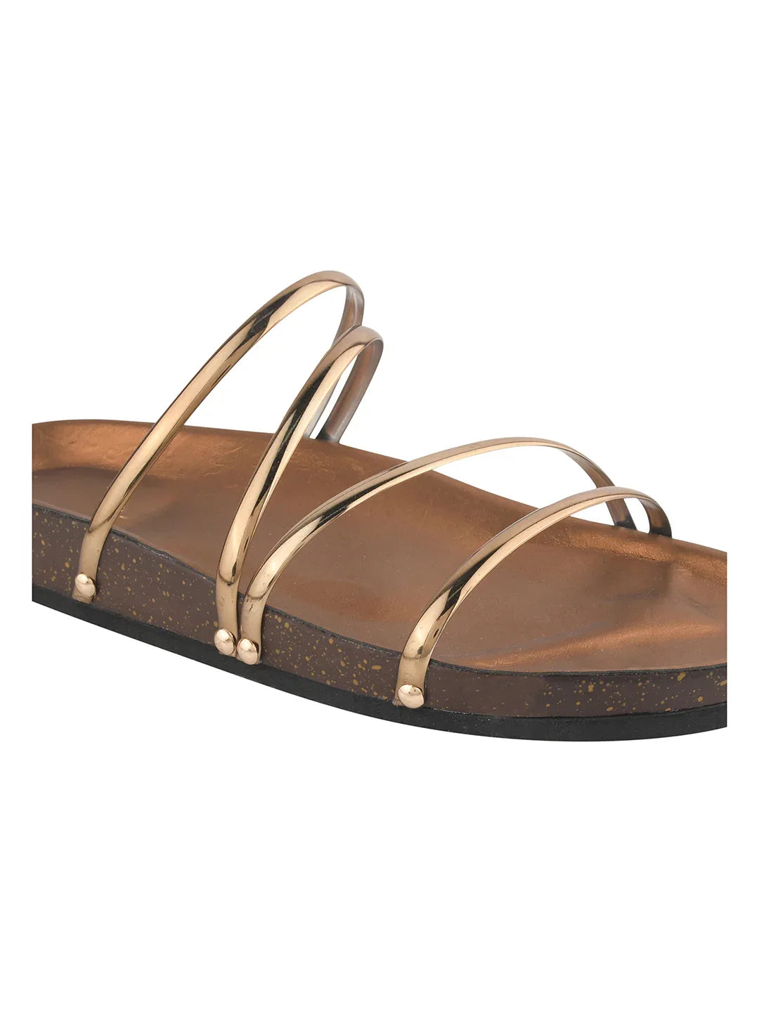 Elegant Spiral Strap Metallic Flats