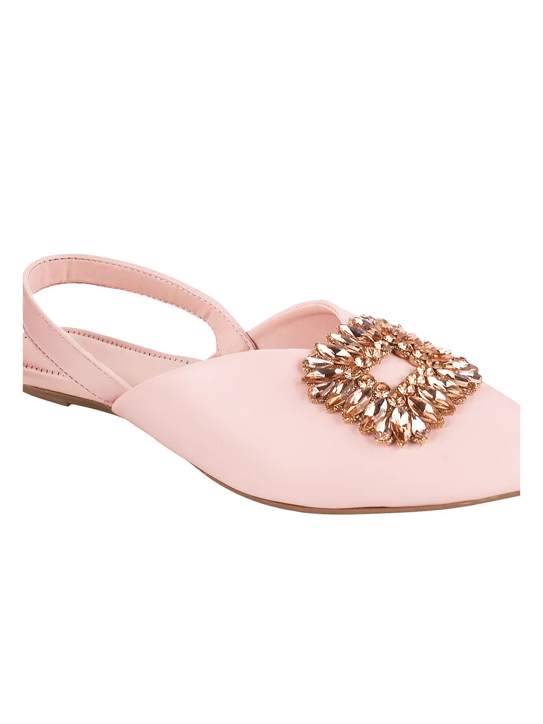 Chic Jewel Buckle Slingback Flats
