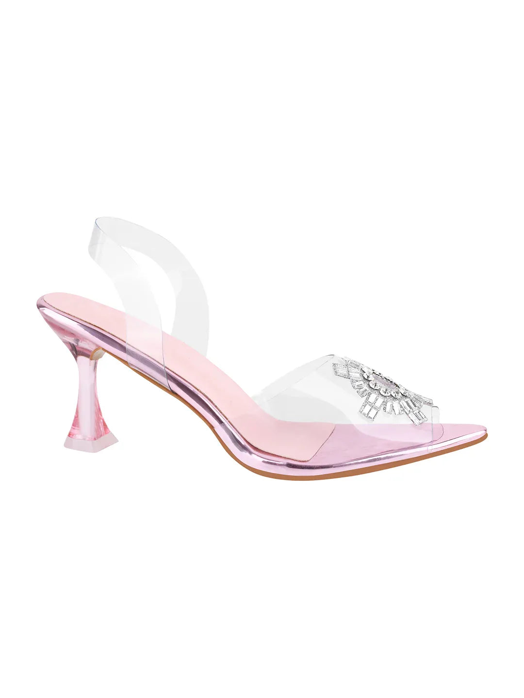 Diamond Accent Clear Heel Sandals