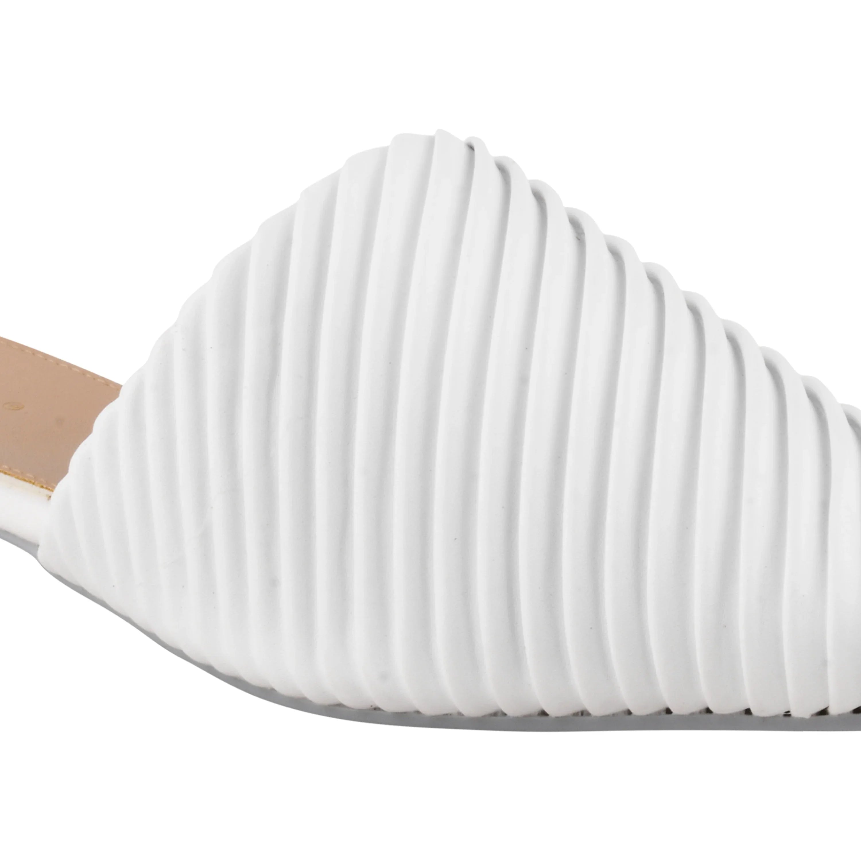 Modern Ribbed Finish Pointed Toe Mules