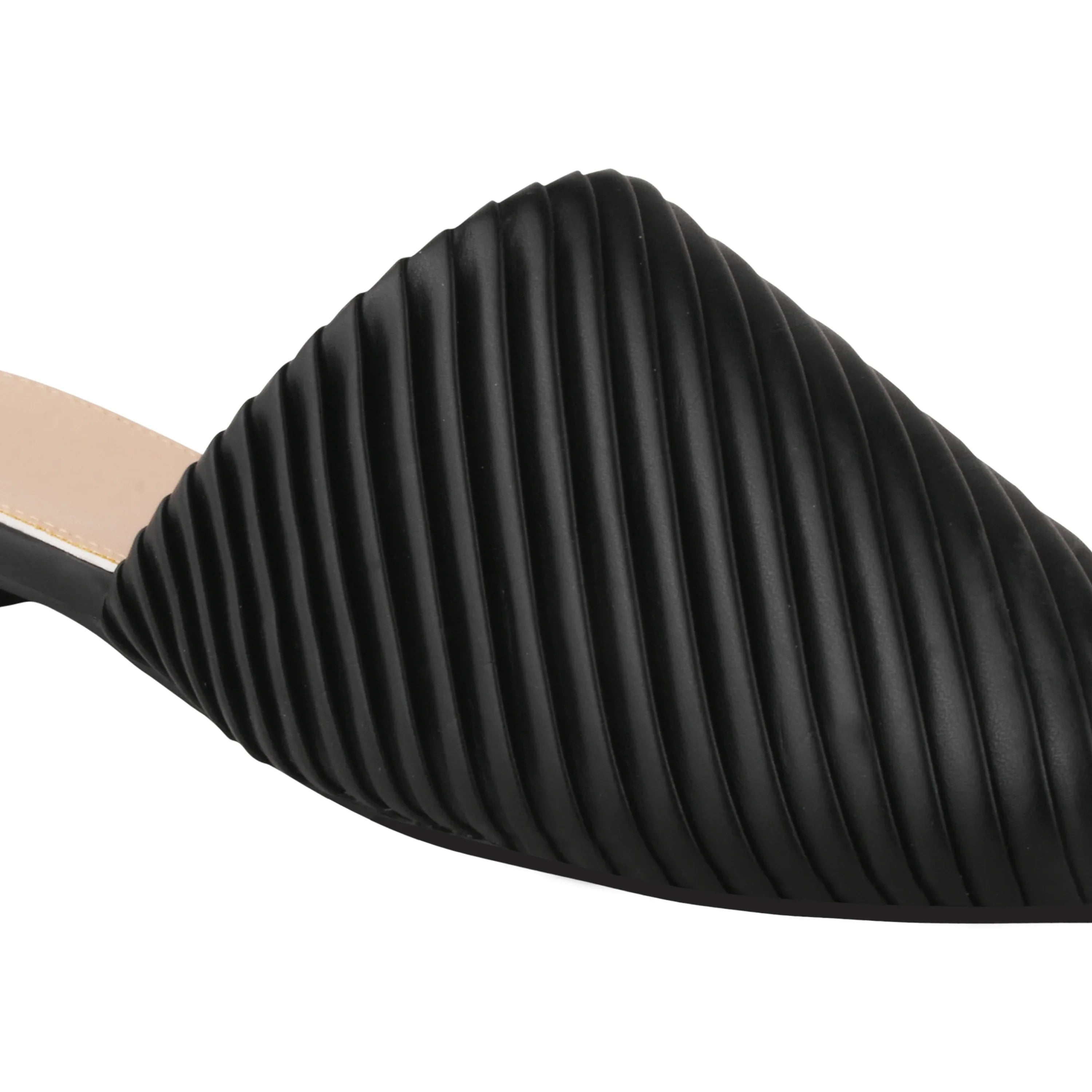 Modern Ribbed Finish Pointed Toe Mules