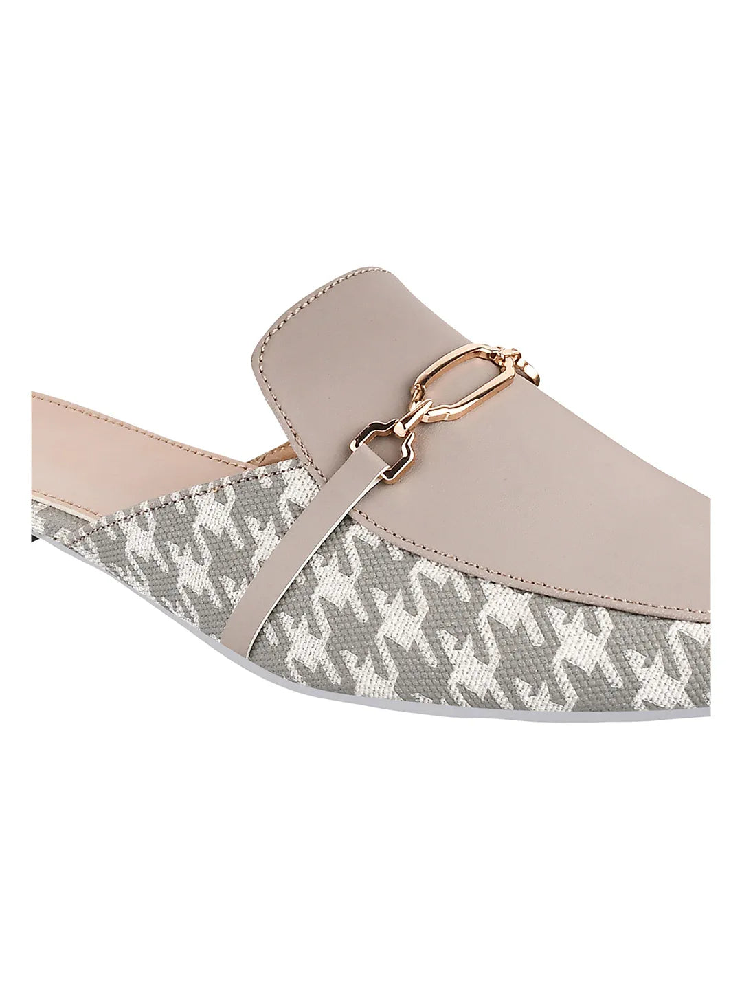 Printed Slip-On Mule with Metal Detail