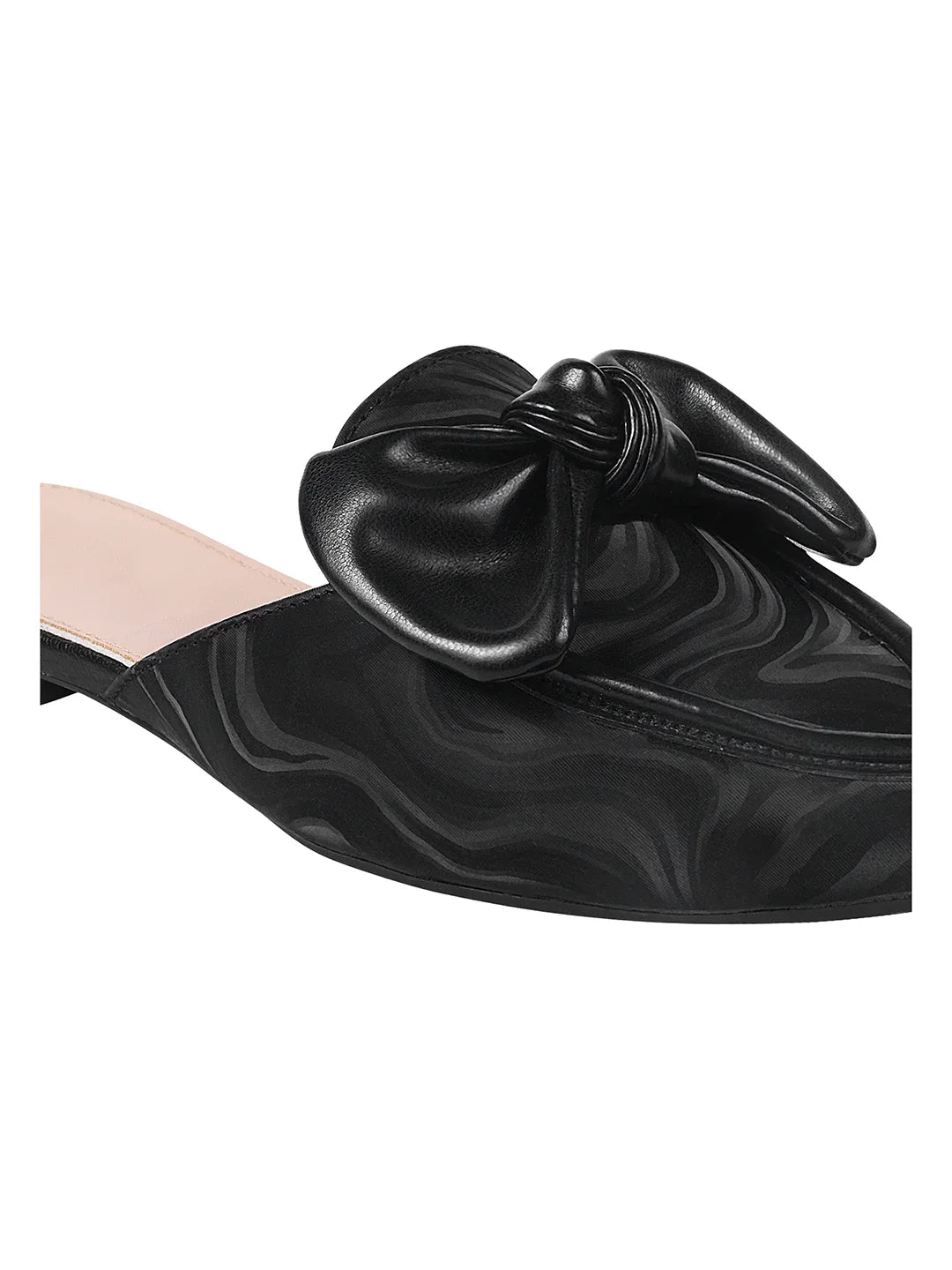 Elegant Bow Accent Pointed Mule Flats for Women