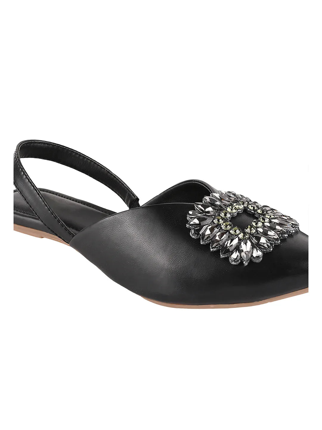 Chic Jewel Buckle Slingback Flats