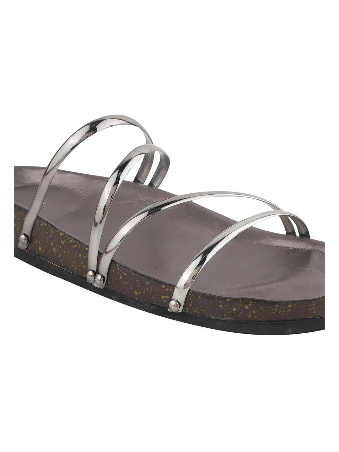 Elegant Spiral Strap Metallic Flats