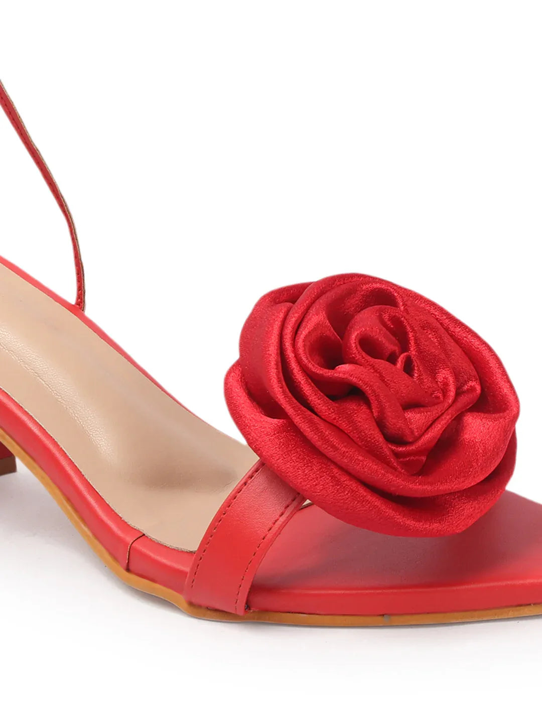 Rose Detail Tie-Up Mid Heel Sandals