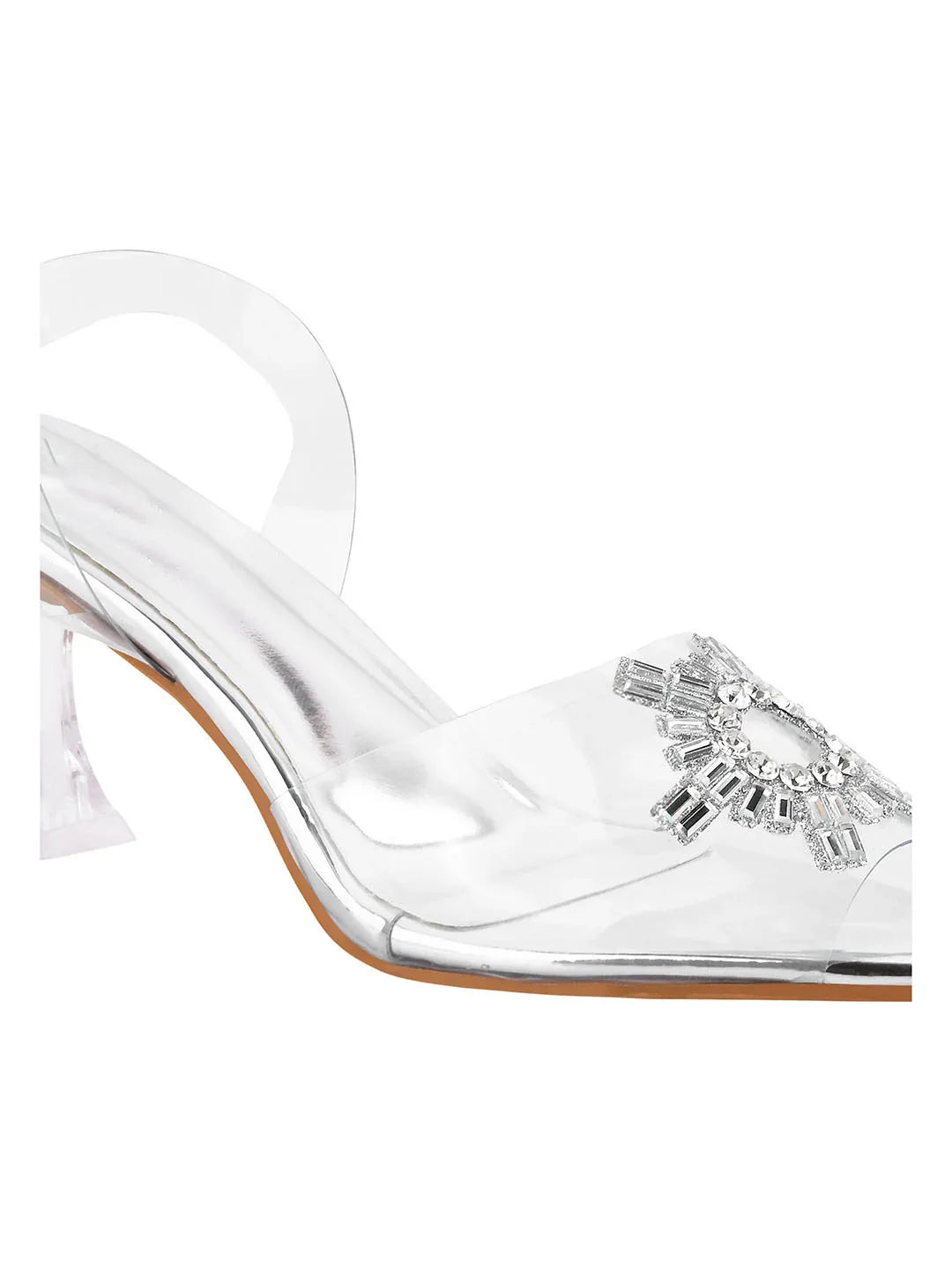 Diamond Accent Clear Heel Sandals