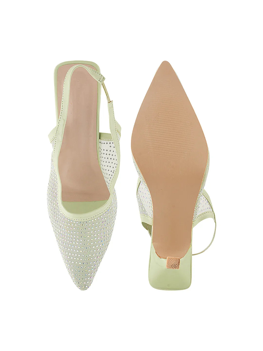 Rhinestone Detail Elegant Slingback Heels