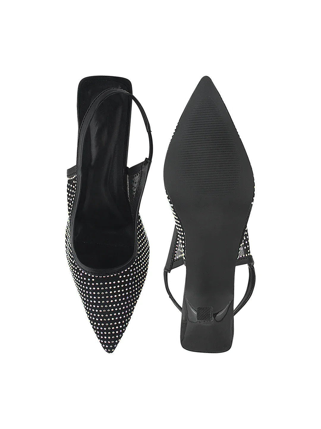 Rhinestone Detail Elegant Slingback Heels