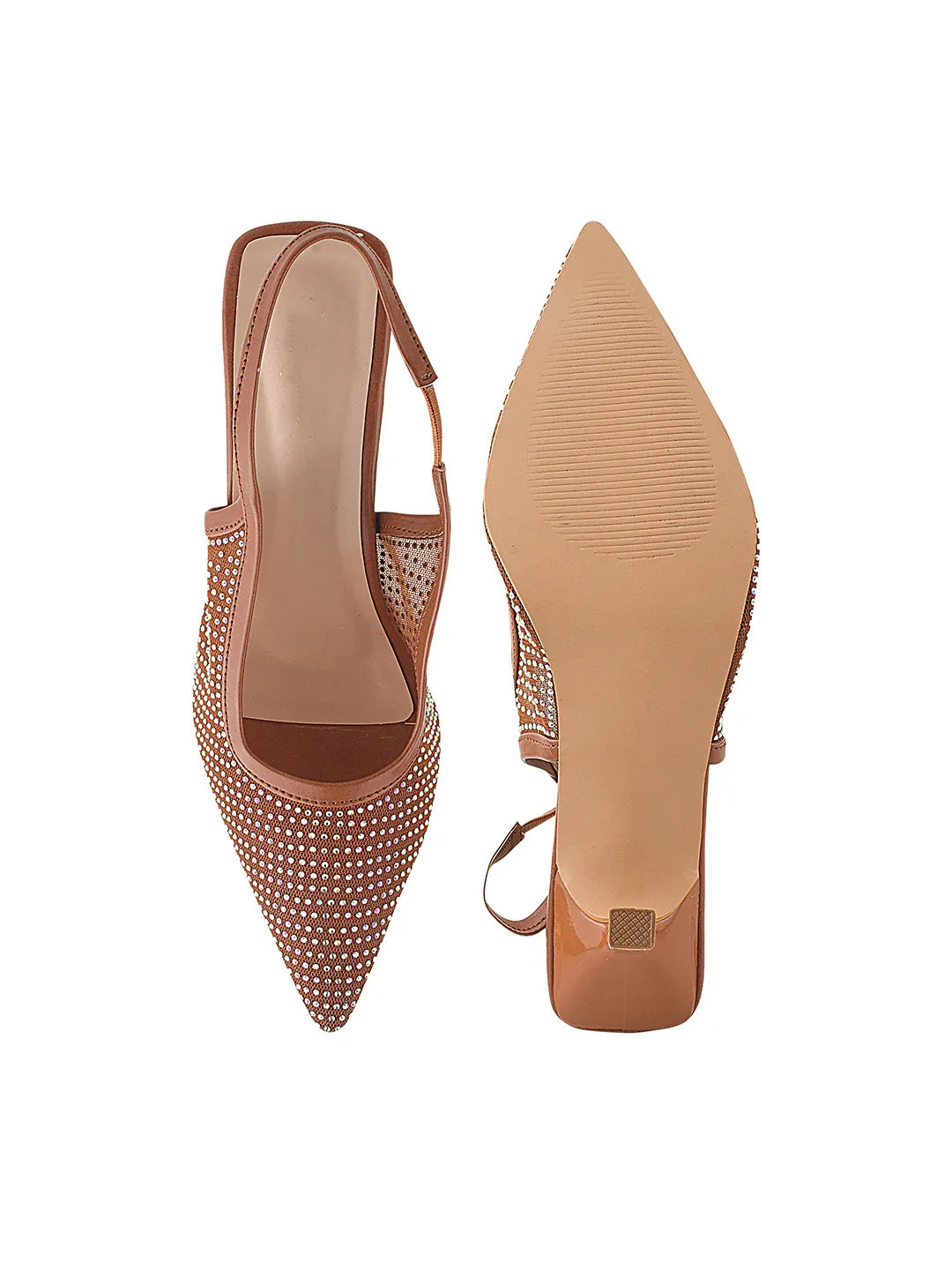 Rhinestone Detail Elegant Slingback Heels