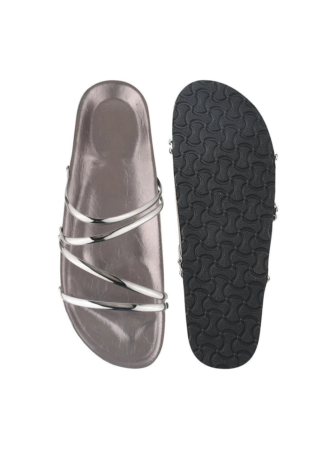 Elegant Spiral Strap Metallic Flats