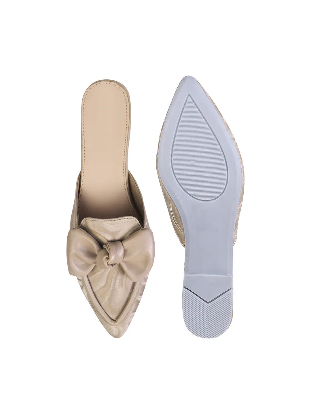 Elegant Bow Accent Pointed Mule Flats for Women