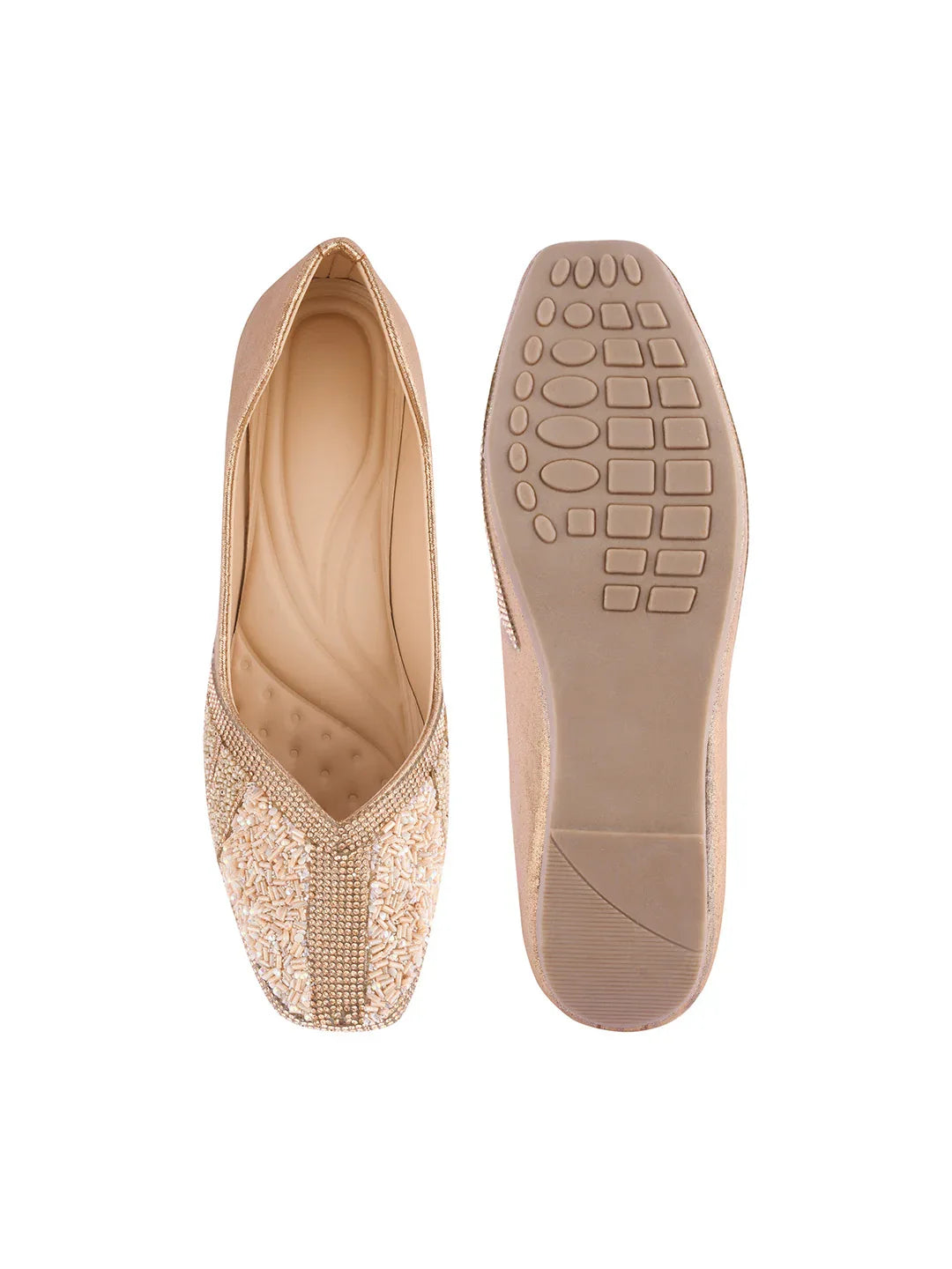 TRYME Festive Square Toe Embellished Stone Women's Juttis