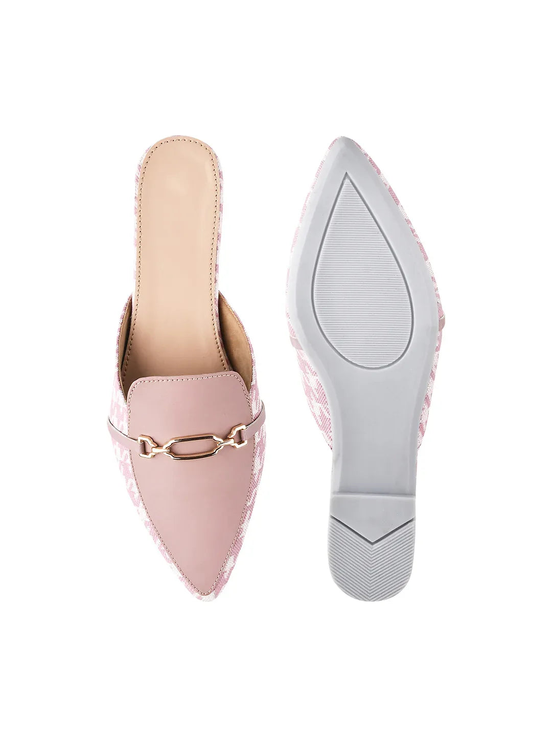 Printed Slip-On Mule with Metal Detail