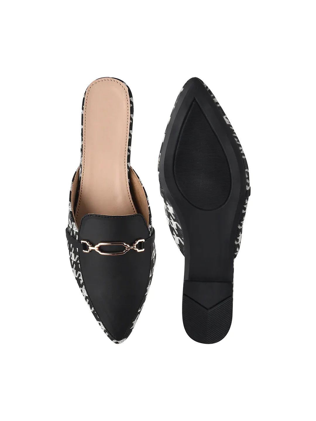 Printed Slip-On Mule with Metal Detail