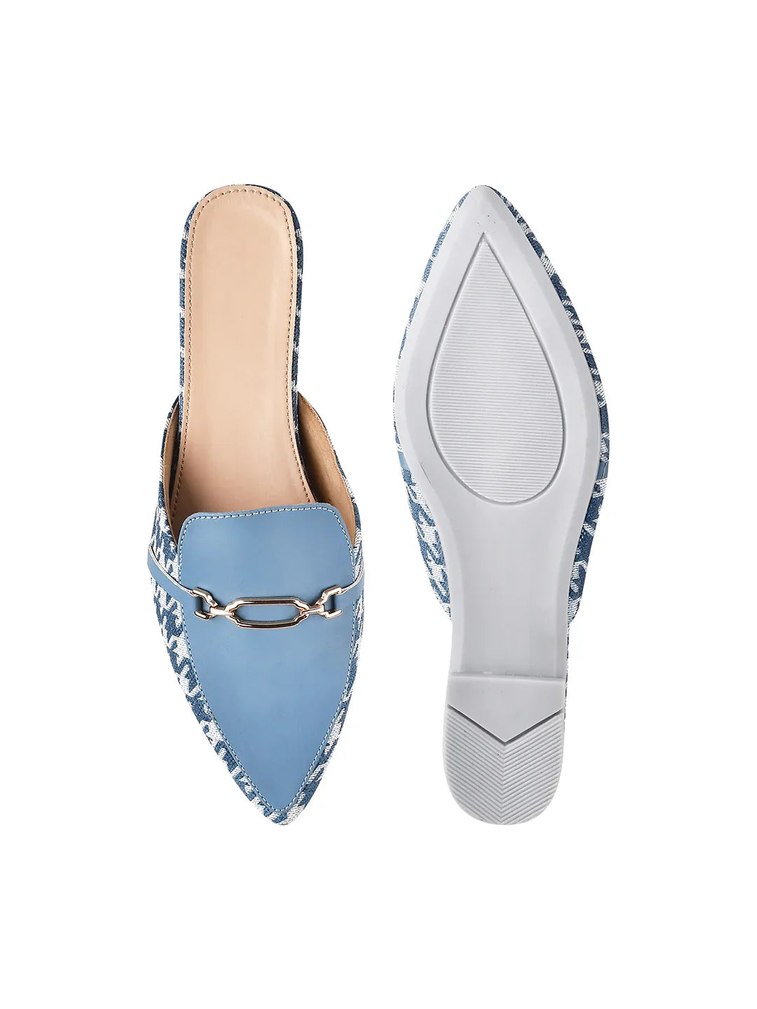 Printed Slip-On Mule with Metal Detail
