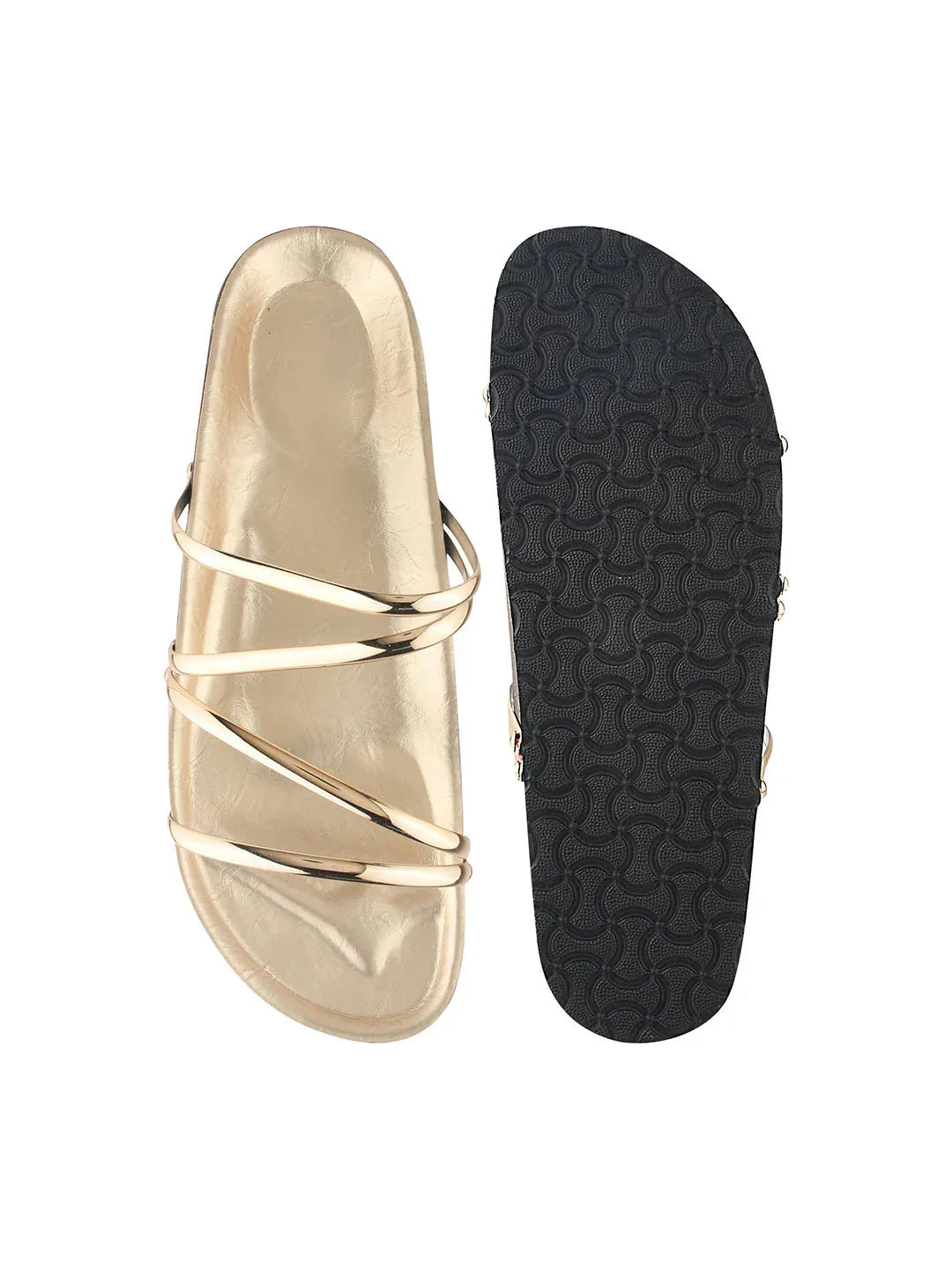 Elegant Spiral Strap Metallic Flats