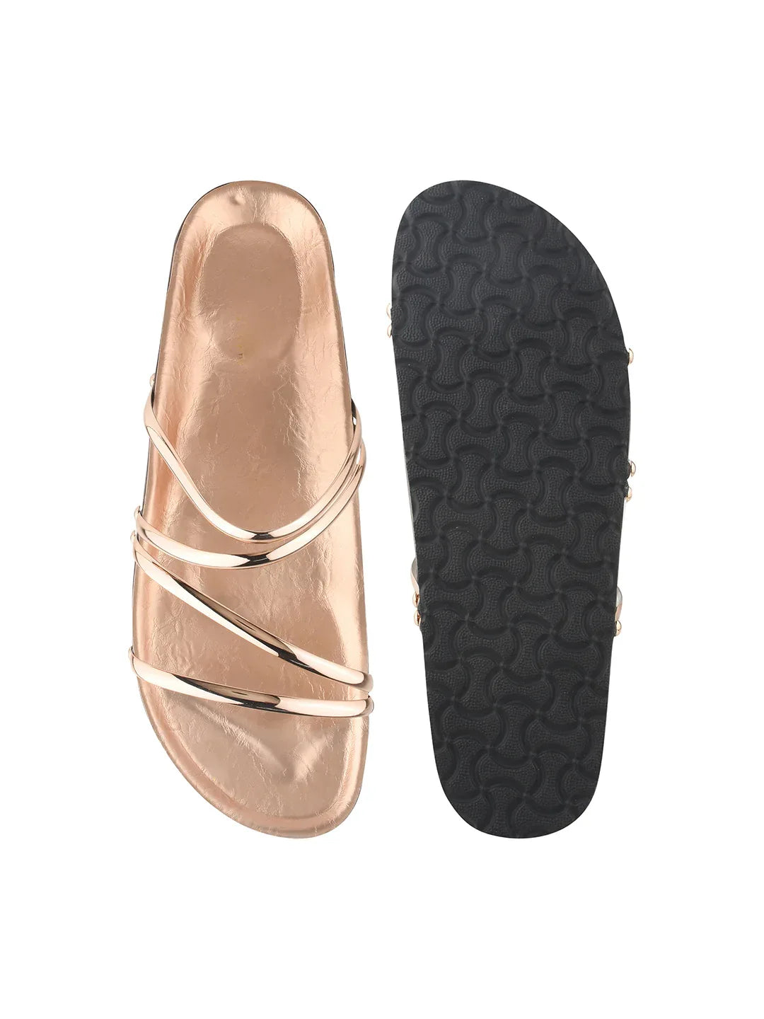 Elegant Spiral Strap Metallic Flats