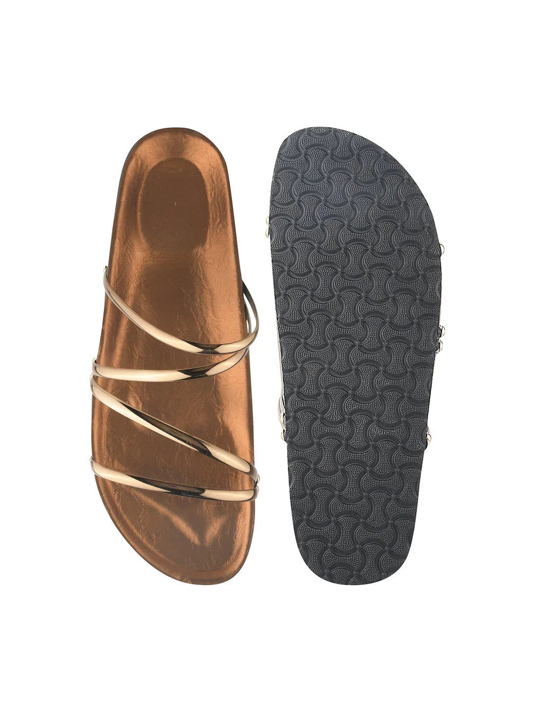 Elegant Spiral Strap Metallic Flats