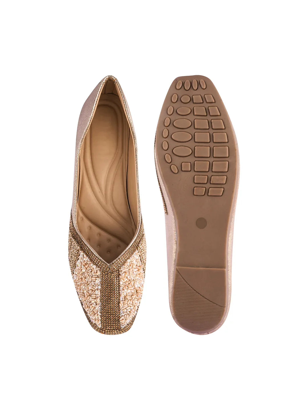 TRYME Festive Square Toe Embellished Stone Women's Juttis