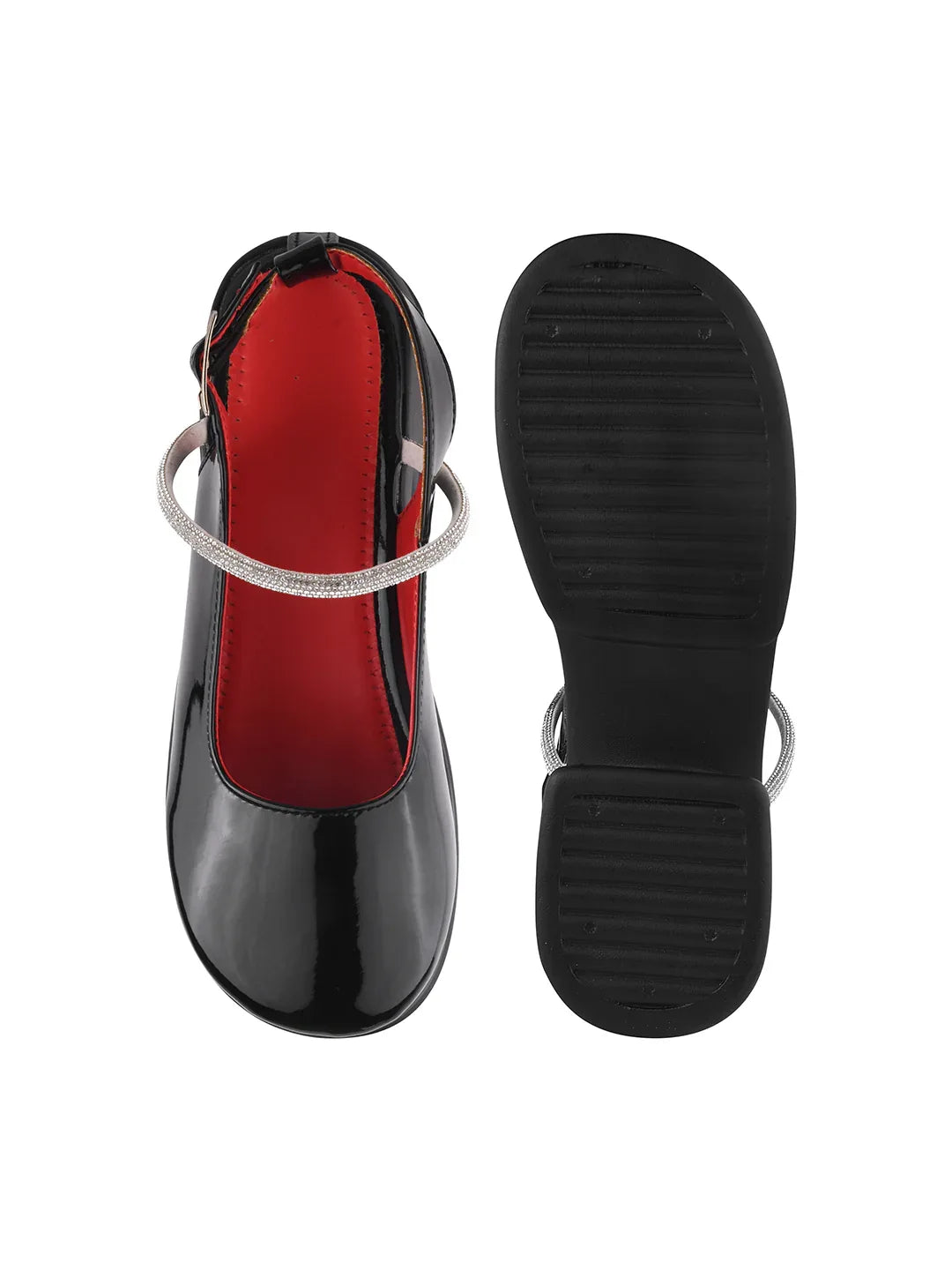 Classic Gloss Finish Ankle Strap Block Heels
