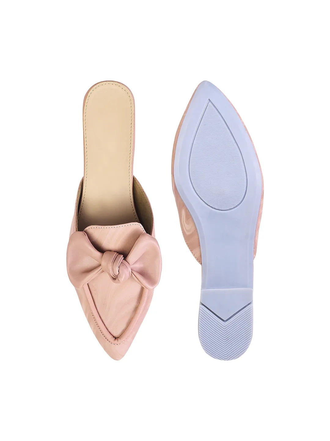 Elegant Bow Accent Pointed Mule Flats for Women