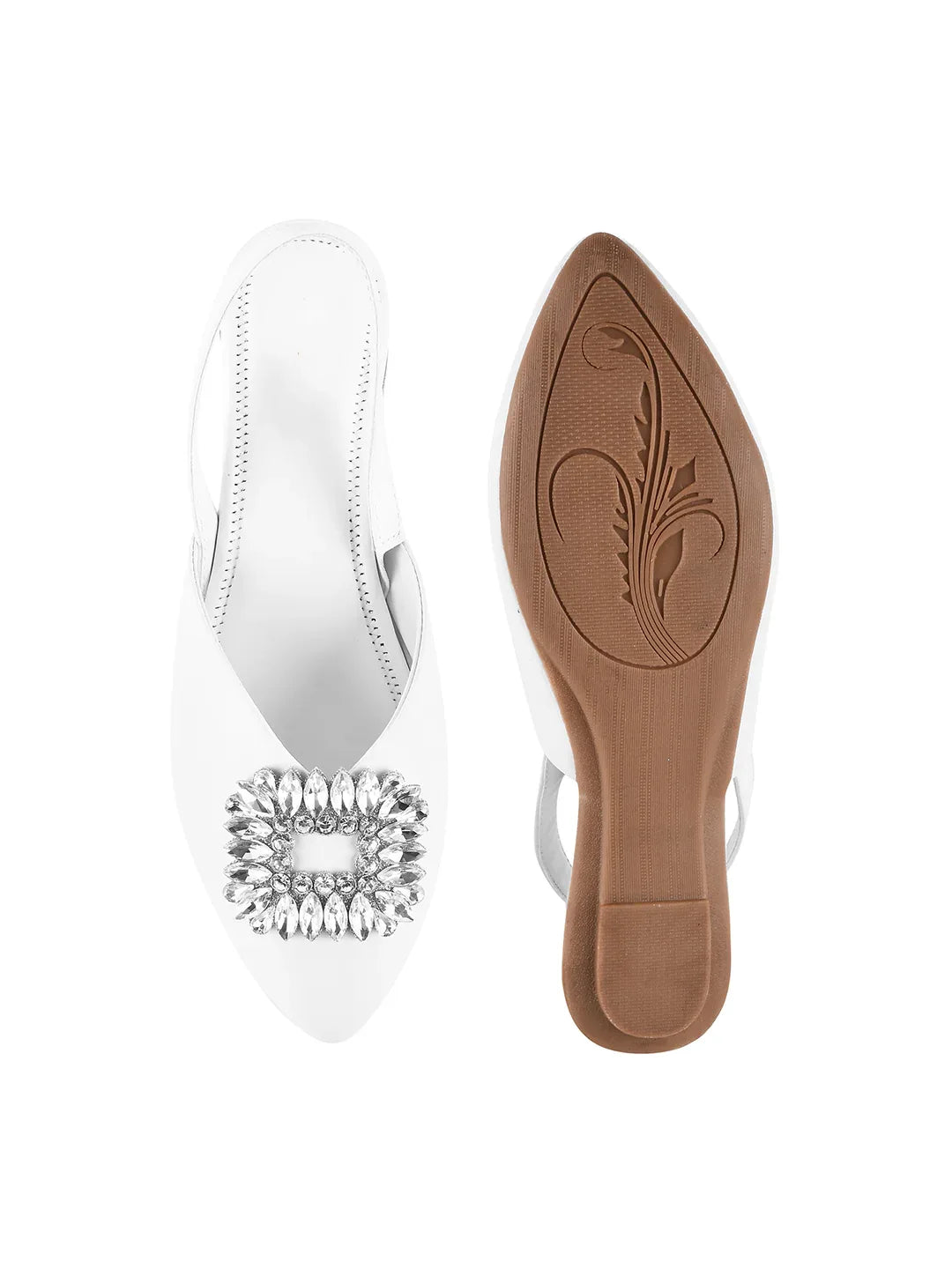 Chic Jewel Buckle Slingback Flats