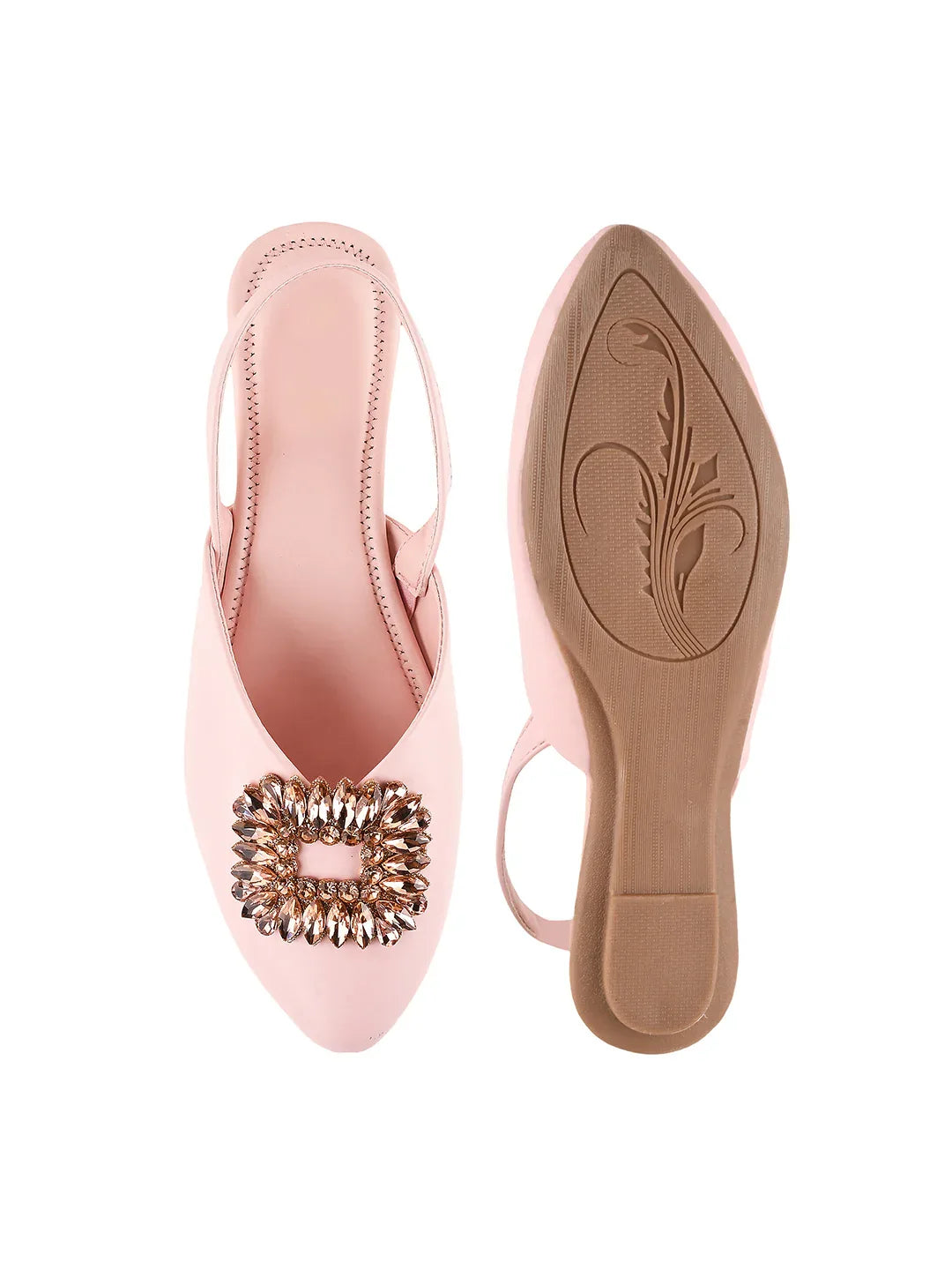 Chic Jewel Buckle Slingback Flats