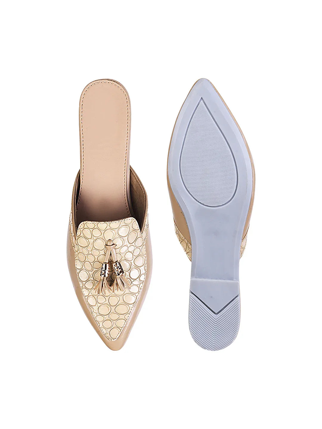 Minimal Tassel Detail Pointed Mule Flats