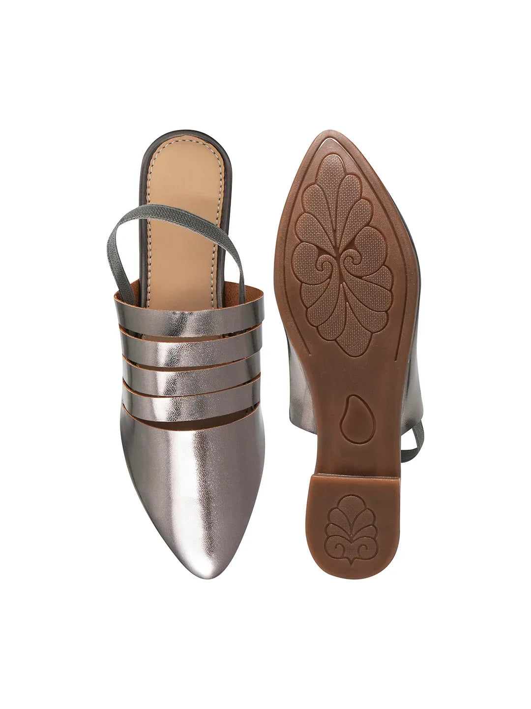 Women Metallic Slingback Mule with Pointed Toe