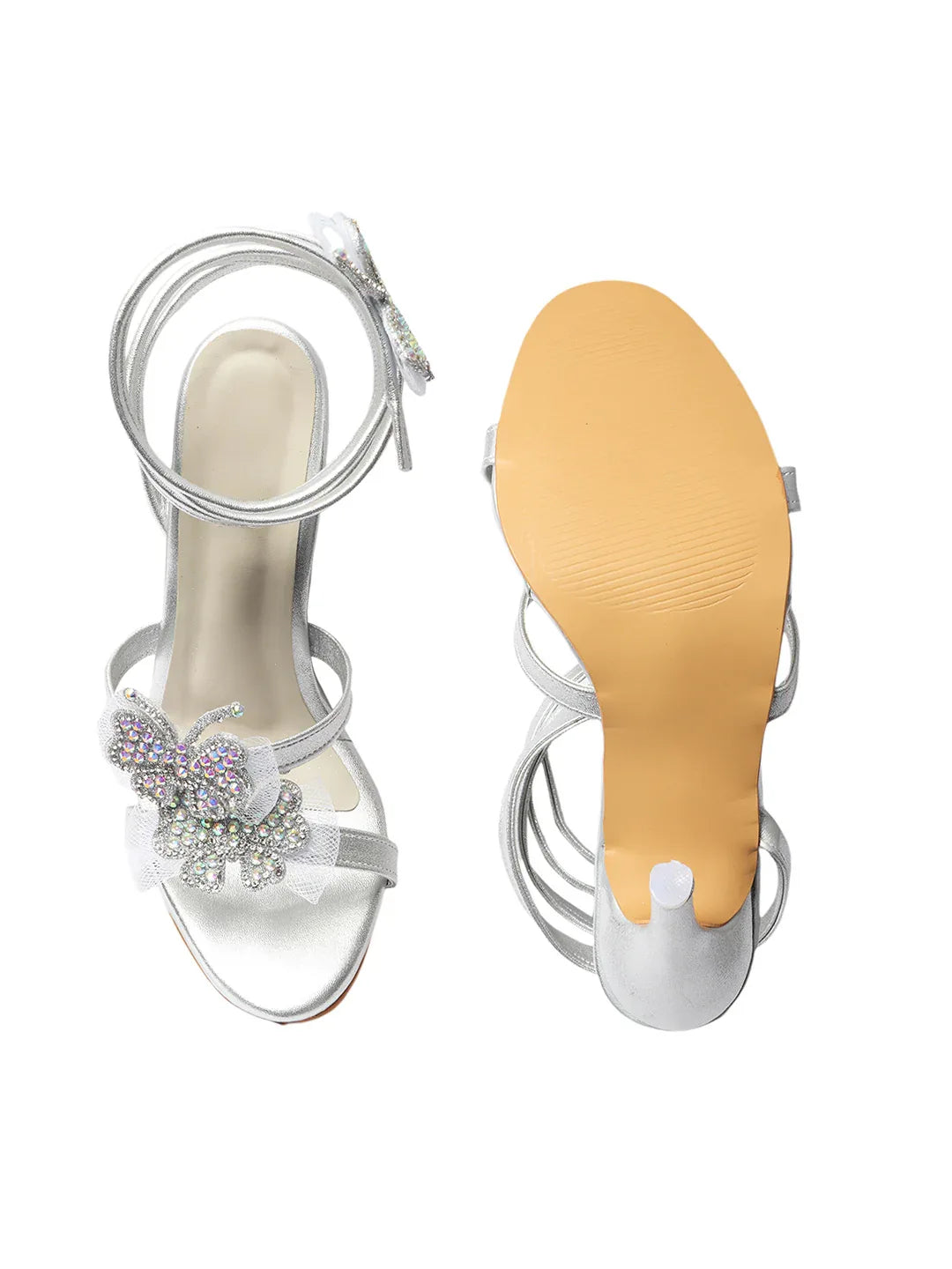 Glam Crystal Flower High Heel Sandals