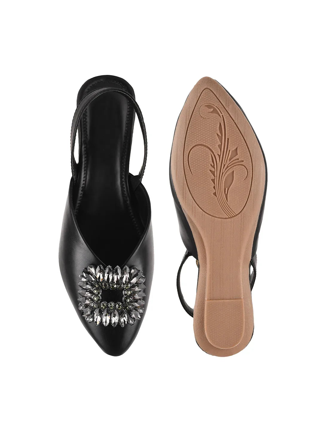 Chic Jewel Buckle Slingback Flats