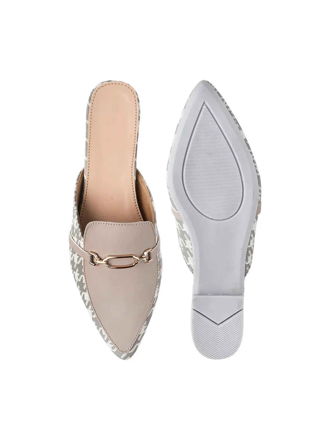 Printed Slip-On Mule with Metal Detail
