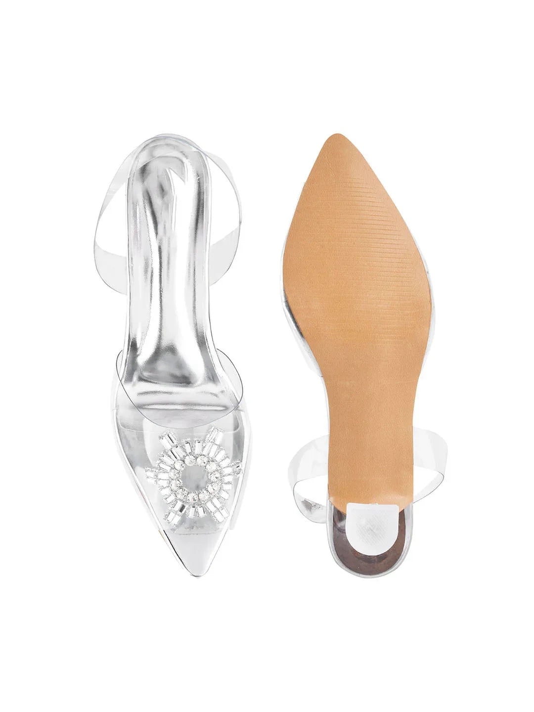 Diamond Accent Clear Heel Sandals