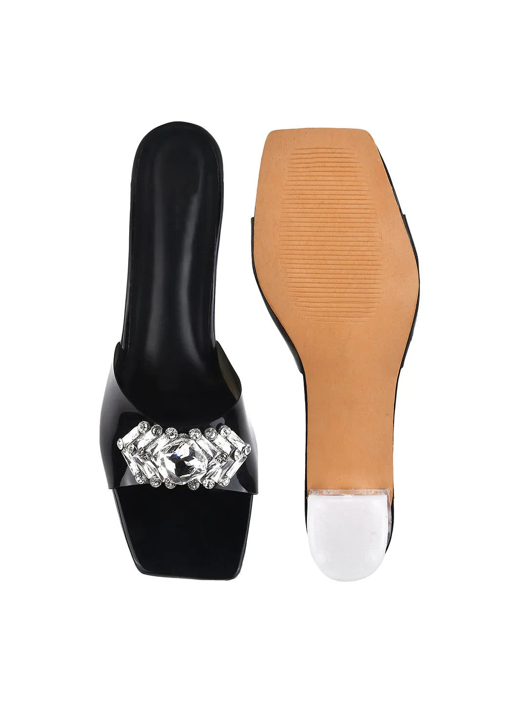 Elegant Crystal Buckle Heels