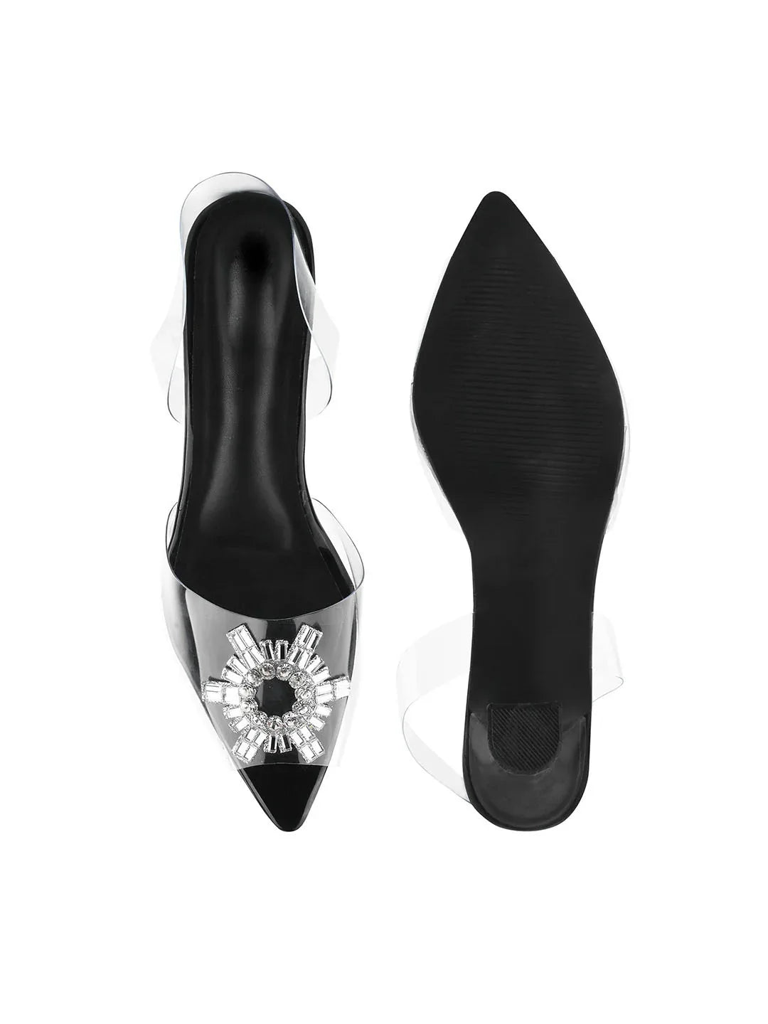 Diamond Accent Clear Heel Sandals