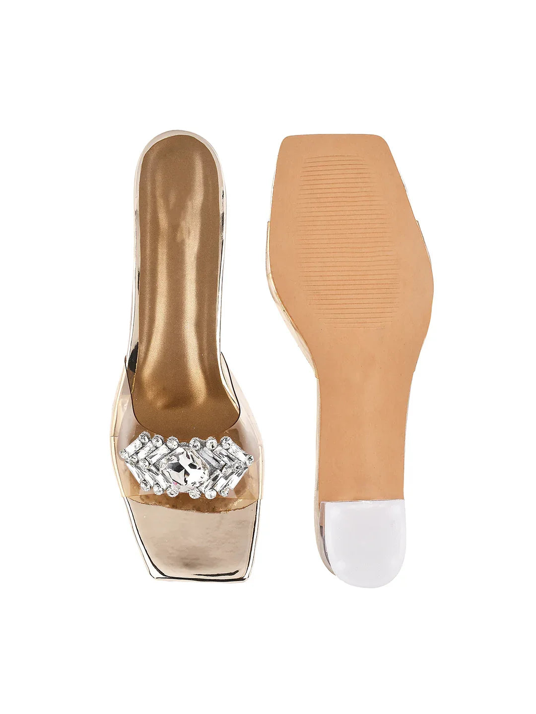 Elegant Crystal Buckle Heels
