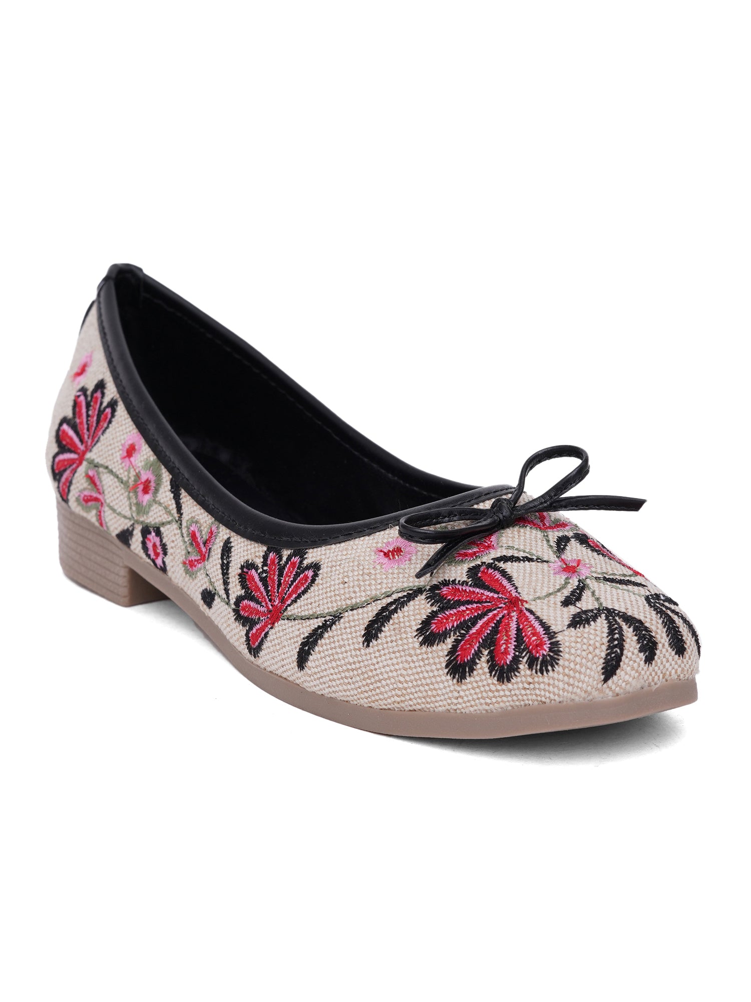 Aroma Floral Embroidered Ballet Flats